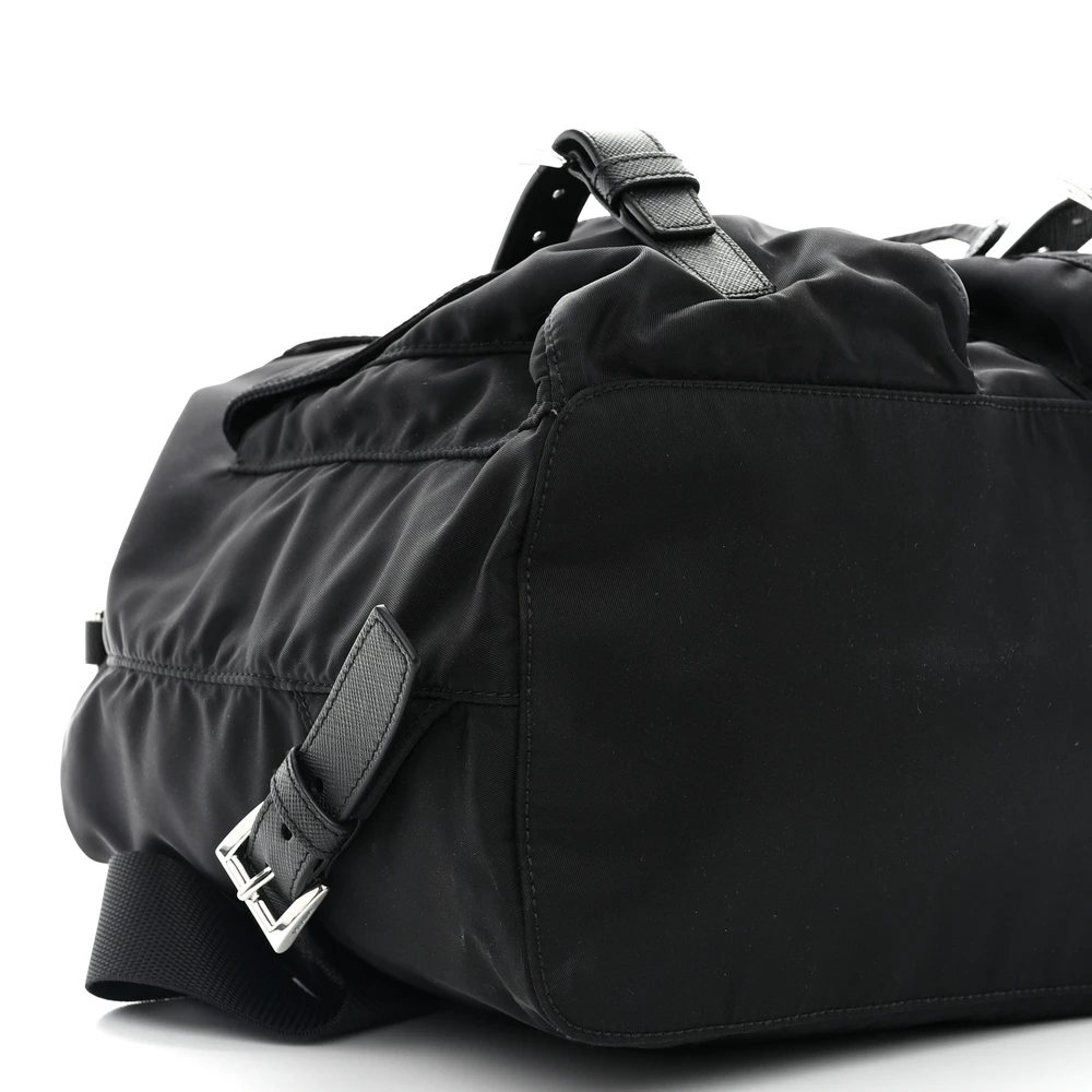 Lushentic Class Medium Backpack - Black Re-Nylon & Saffiano Leather - Image 4