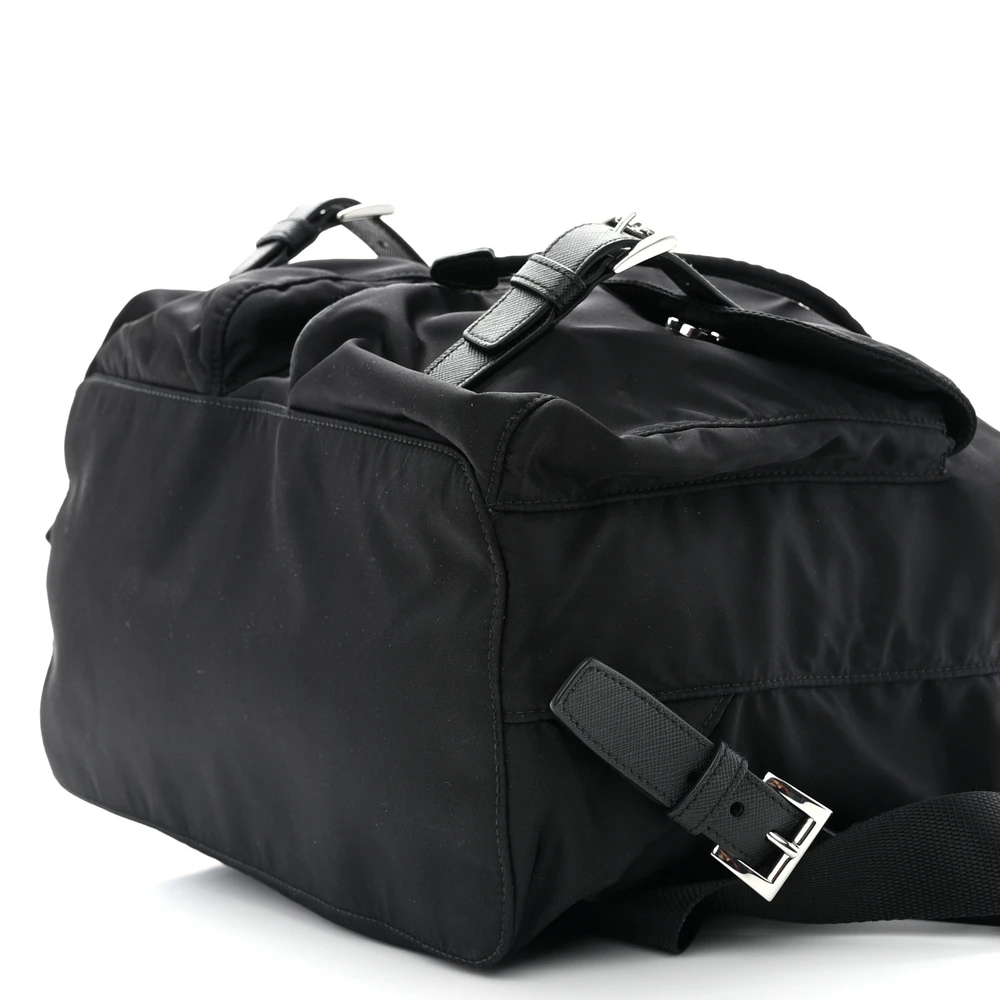 Lushentic Class Medium Backpack - Black Re-Nylon & Saffiano Leather - Image 5