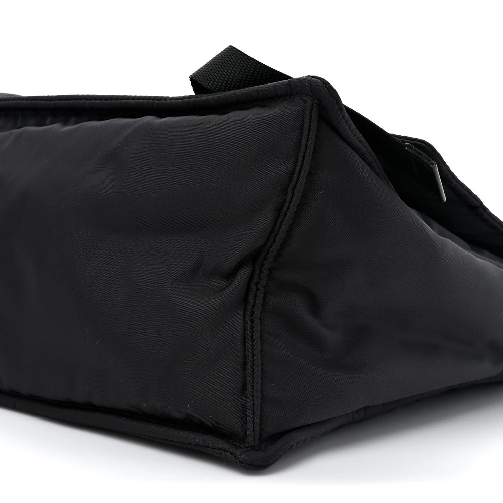 Lushentic Designer Medium Logo Messenger Bag in Black Nylon & Leather - Image 4