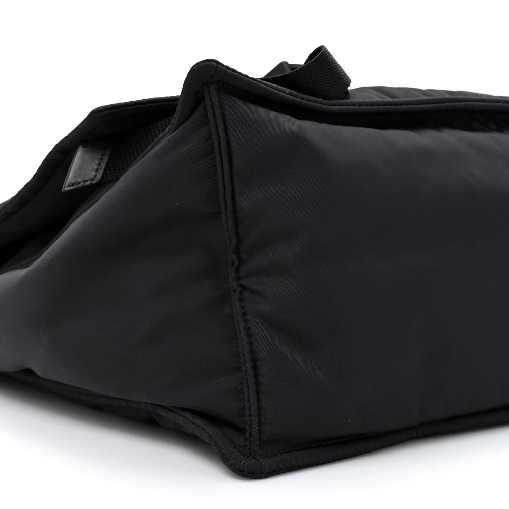 Lushentic Designer Medium Logo Messenger Bag in Black Nylon & Leather - Image 5