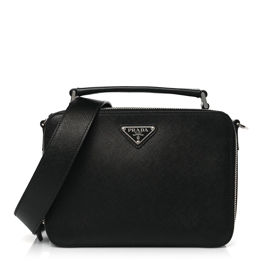 Lushentic Replica Medium Travel Brique Crossbody Bag - Black Saffiano