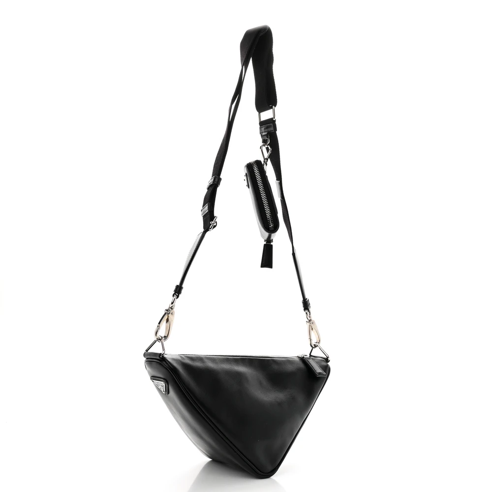 Lushentic Reviews Medium Triangle Shoulder Bag Black Grace Lux Leather Silver Hardware - Image 3