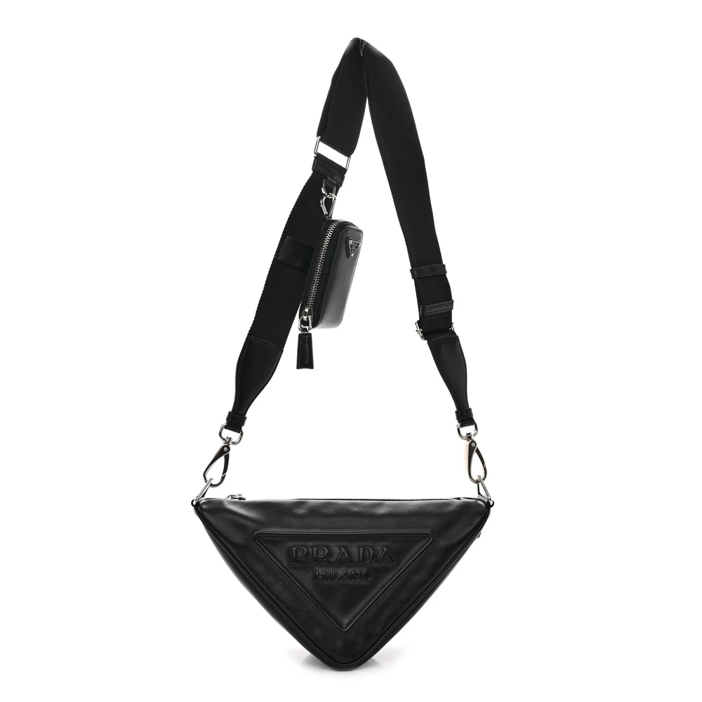 Lushentic Reviews Medium Triangle Shoulder Bag Black Grace Lux Leather Silver Hardware