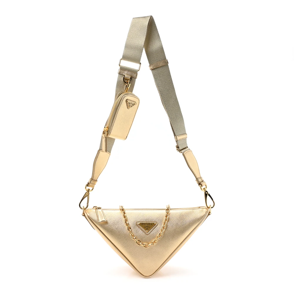 Lushentic Grade Bag: Medium Triangle Shoulder Bag in Platino