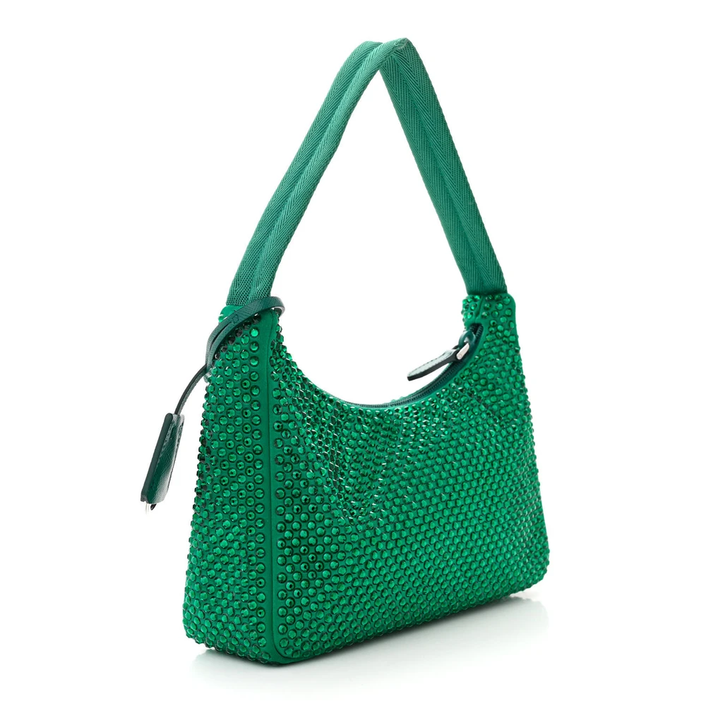 Lushentic Bags Review: Mini Re-Edition 2000 Green Satin Crystal Bag - Image 3