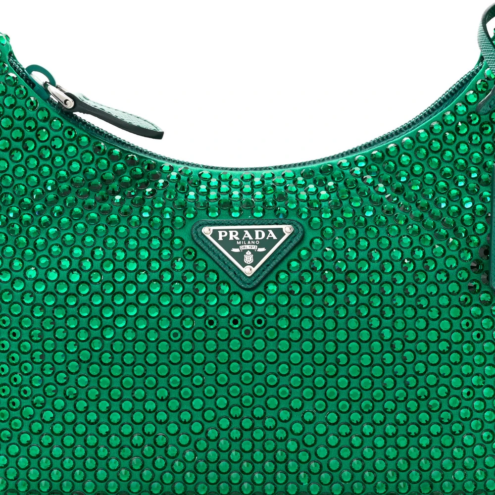 Lushentic Bags Review: Mini Re-Edition 2000 Green Satin Crystal Bag - Image 8