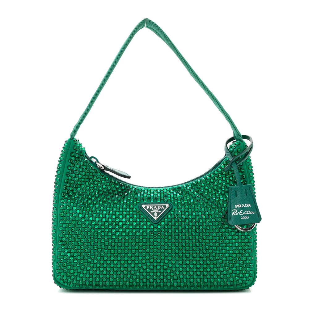 Lushentic Bags Review: Mini Re-Edition 2000 Green Satin Crystal Bag