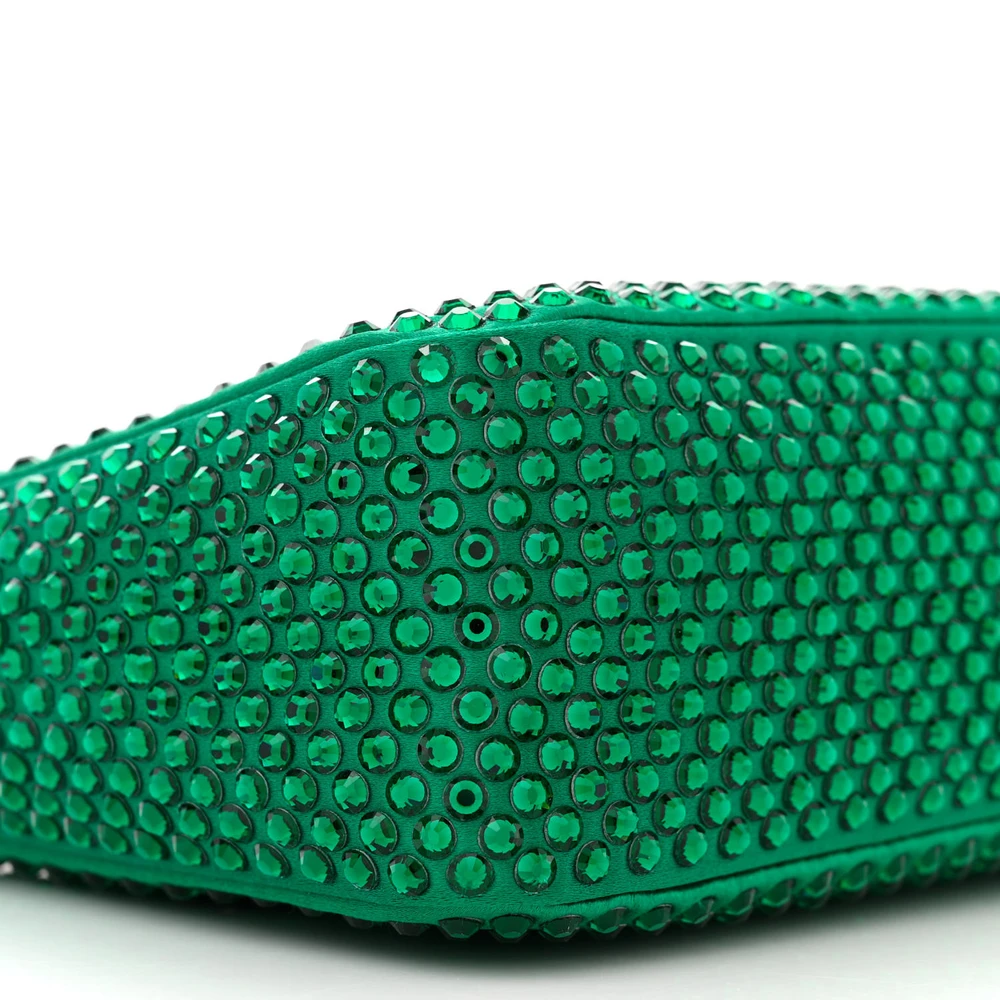Lushentic Bags Review: Mini Re-Edition 2000 Green Satin Crystal Bag - Image 4