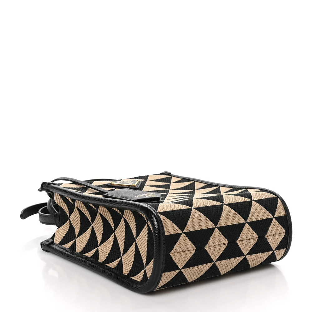 Lushentic Mini Triangolo Tote Bag in Black Corda Jacquard - Image 6