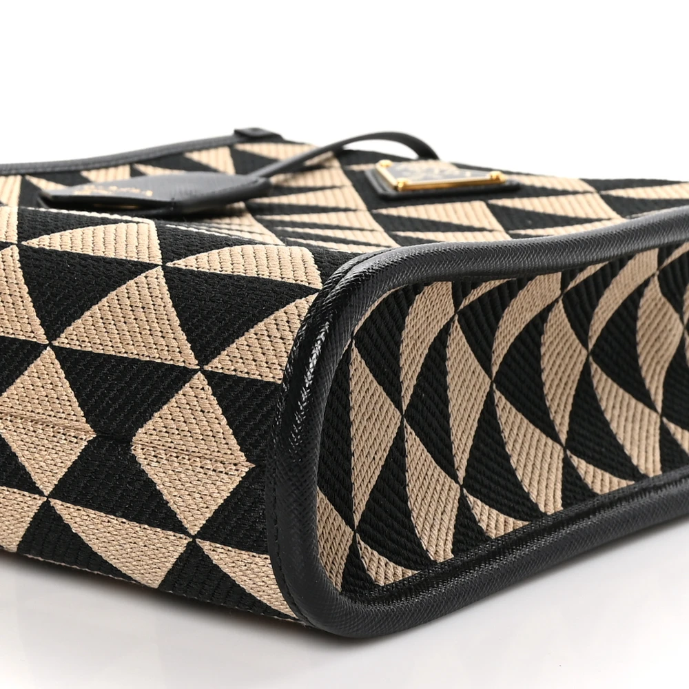 Lushentic Mini Triangolo Tote Bag in Black Corda Jacquard - Image 5