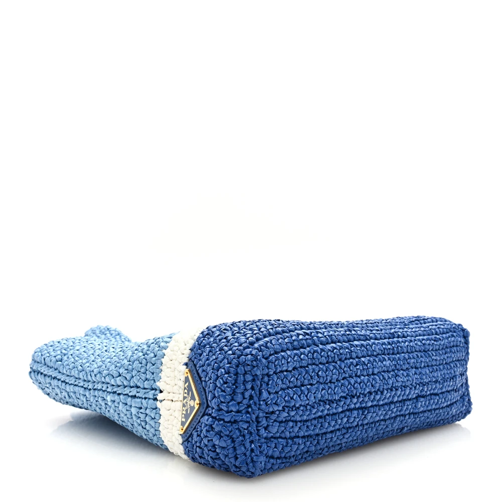 Lushentic Celeste Blue Crochet Tote - Small, Stylish, Raffia Effect - Image 6