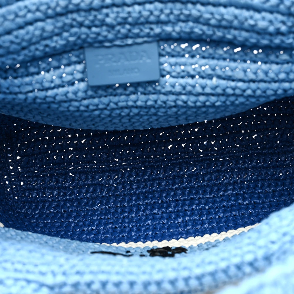 Lushentic Celeste Blue Crochet Tote - Small, Stylish, Raffia Effect - Image 7