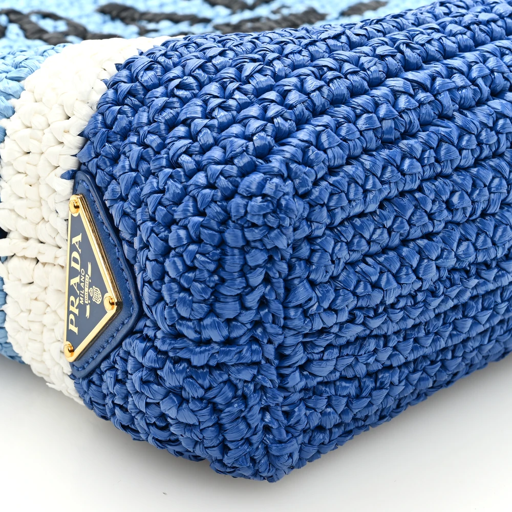 Lushentic Celeste Blue Crochet Tote - Small, Stylish, Raffia Effect - Image 4