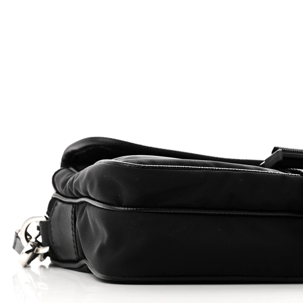 Lushentic Class Small Pocket Snap Buckle Bag in Black Nylon Leather - Image 4