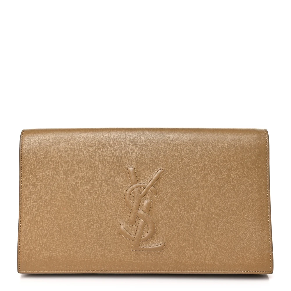 Lushentic Designer Bags - Large Belle de Jour Clutch in Beige Leather