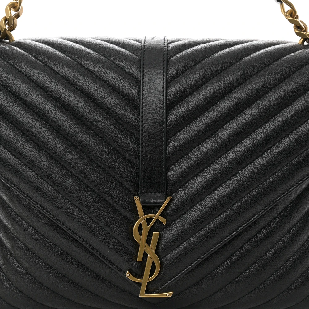 Lushentic Grade Bag: Large College Satchel in Black Chevron Leather - Image 8