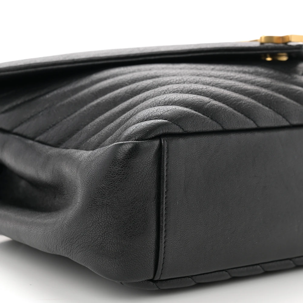 Lushentic Grade Bag: Large College Satchel in Black Chevron Leather - Image 4