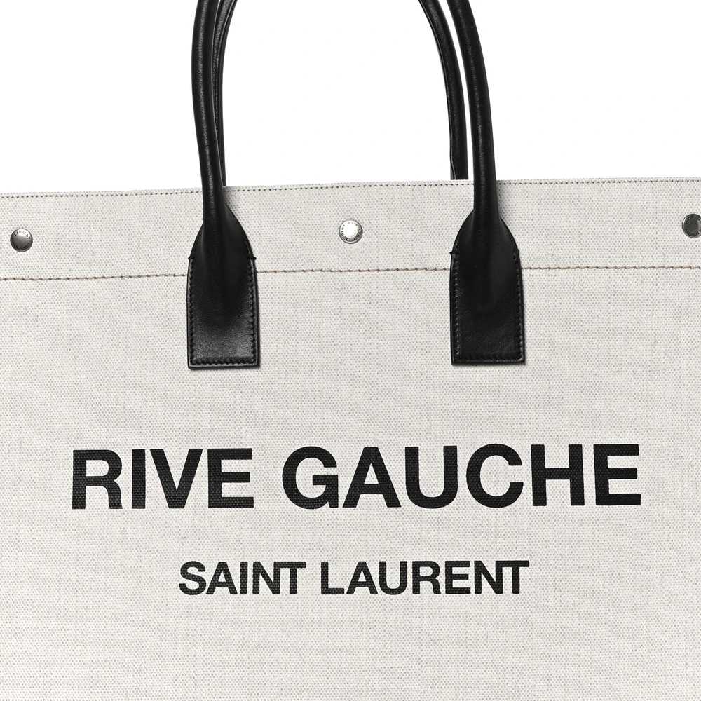 Lushentic Quality Large Rive Gauche Tote – Optic White Linen & Calfskin - Image 8
