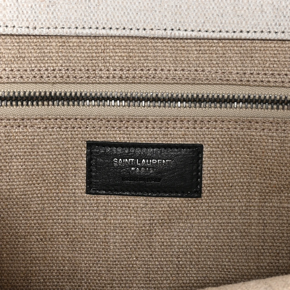 Lushentic Quality Large Rive Gauche Tote – Optic White Linen & Calfskin - Image 2