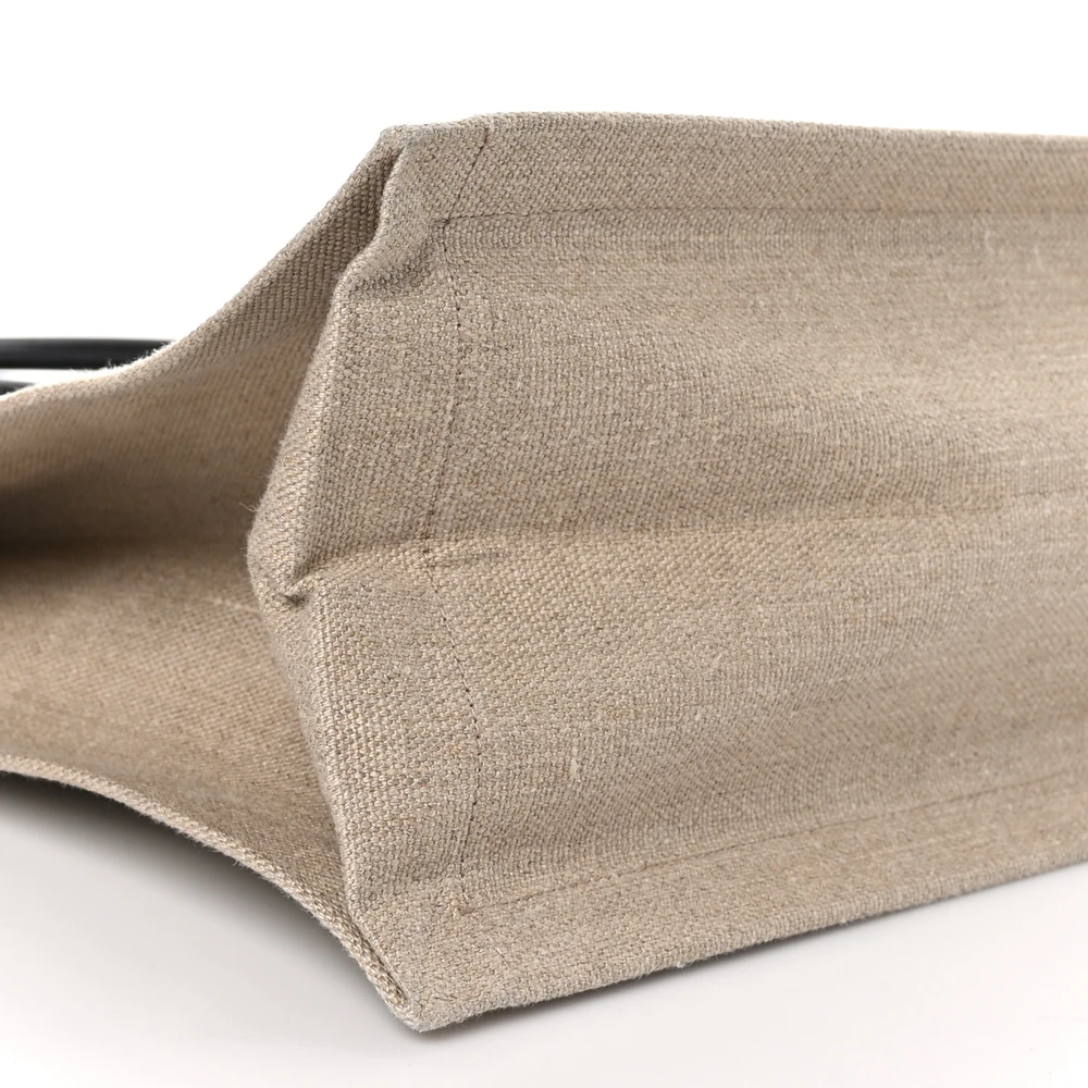 Lushentic Quality Large Rive Gauche Tote – Optic White Linen & Calfskin - Image 4