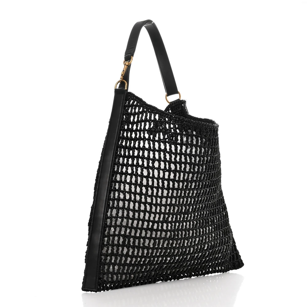 Lushentic Medium Oxalis Shoulder Bag - Black Raffia & Gold Hardware - Image 3