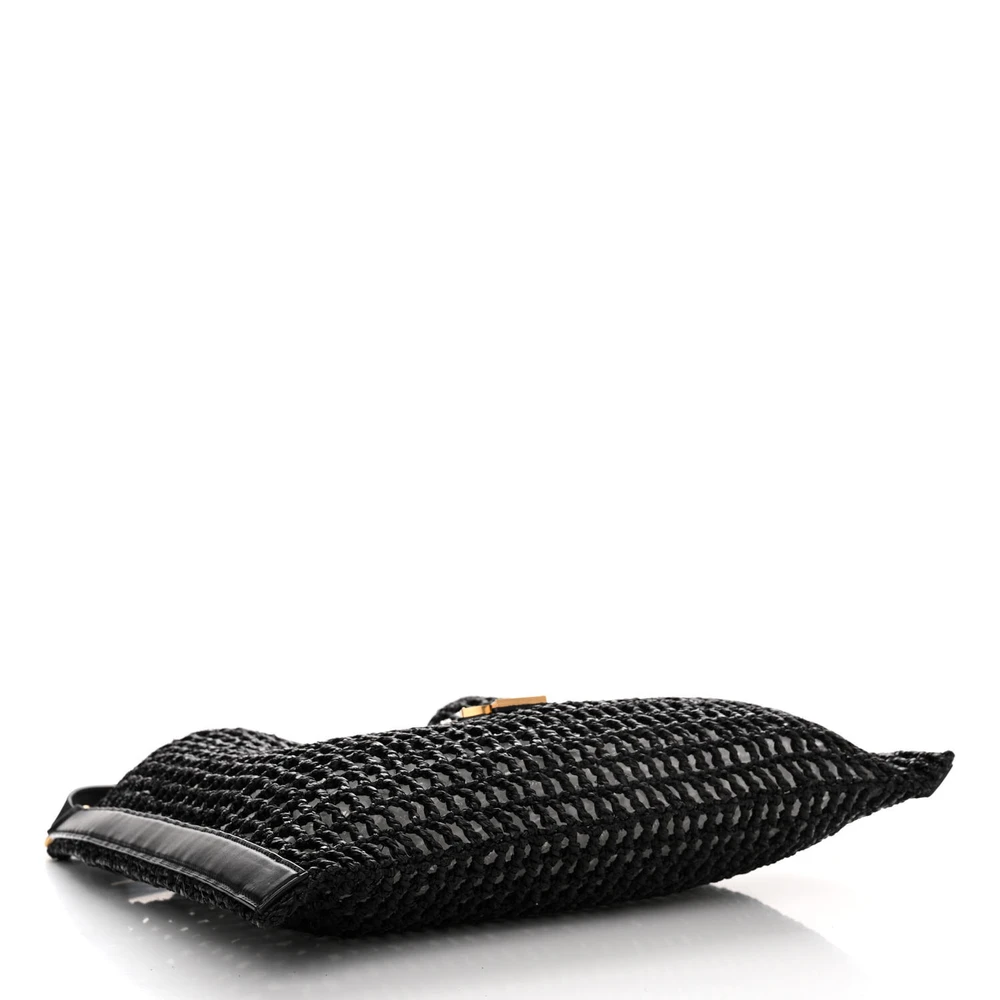 Lushentic Medium Oxalis Shoulder Bag - Black Raffia & Gold Hardware - Image 6