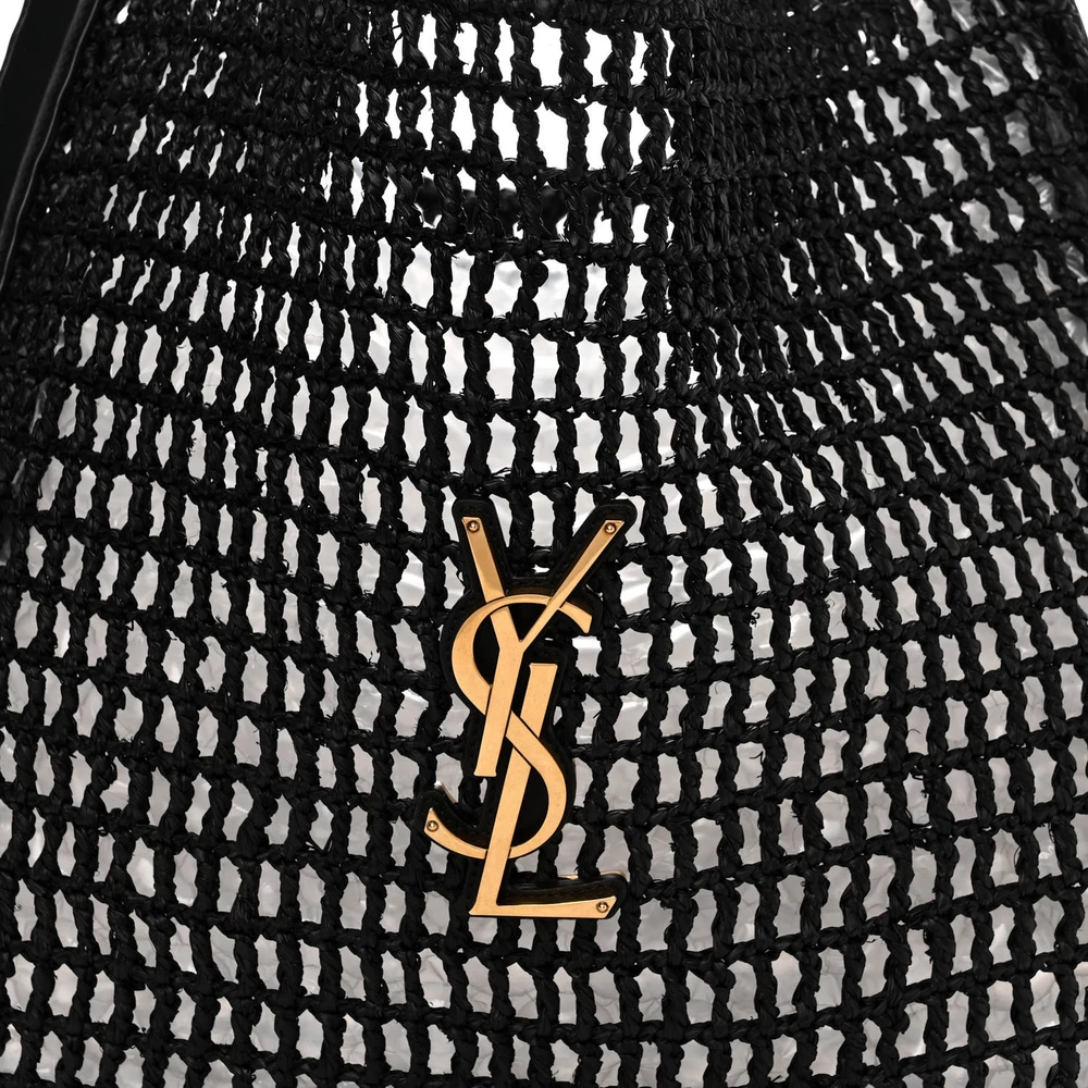 Lushentic Medium Oxalis Shoulder Bag - Black Raffia & Gold Hardware - Image 8