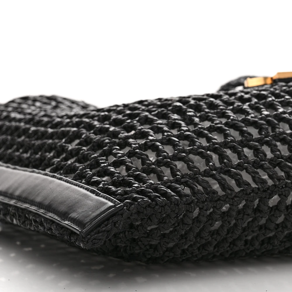 Lushentic Medium Oxalis Shoulder Bag - Black Raffia & Gold Hardware - Image 4