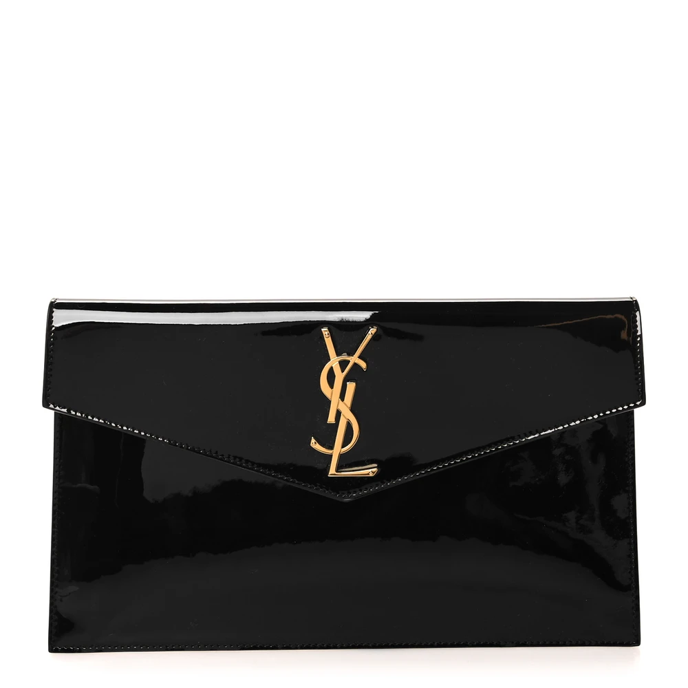 Lushentic Replica Medium Uptown Clutch in Black Patent Leather