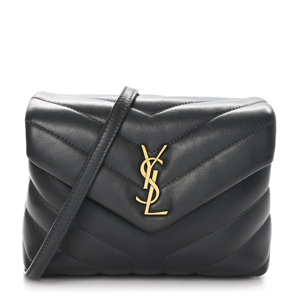 Lushentic Mini Loulou Crossbody Bag - Quilted Monogram & Gold Charm