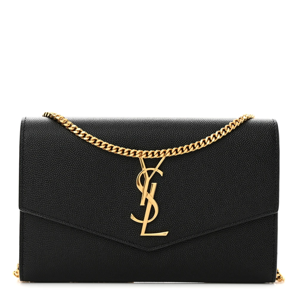 Lushentic Grade Bag - Small Uptown Chain Wallet in Black Grain Leather