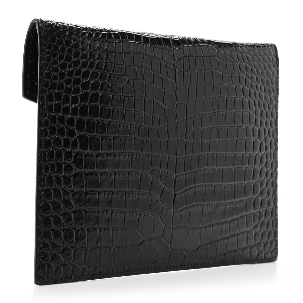 Lushentic Replica Handbags - Small Uptown Pouch in Black Crocodile Leather - Image 3