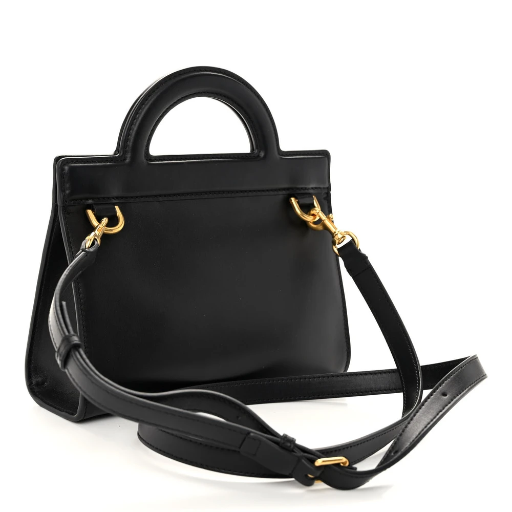 Lushentic Mini Vlogo Signature Crossbody Tote - Black Calfskin Leather - Image 3