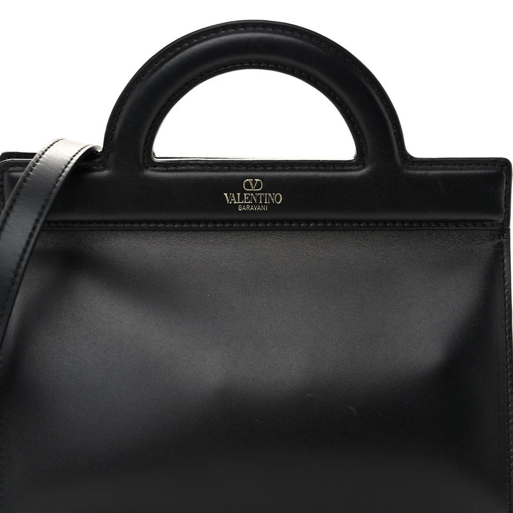 Lushentic Mini Vlogo Signature Crossbody Tote - Black Calfskin Leather - Image 8