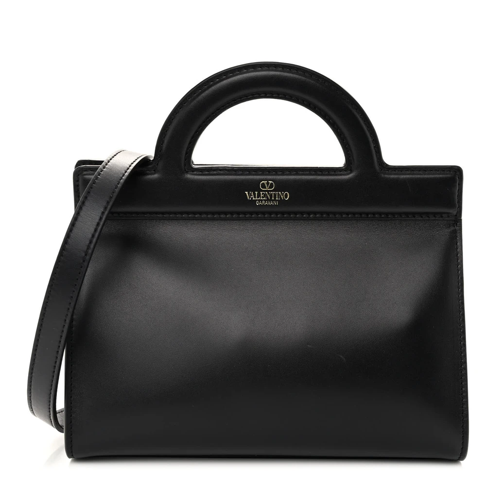 Lushentic Mini Vlogo Signature Crossbody Tote - Black Calfskin Leather