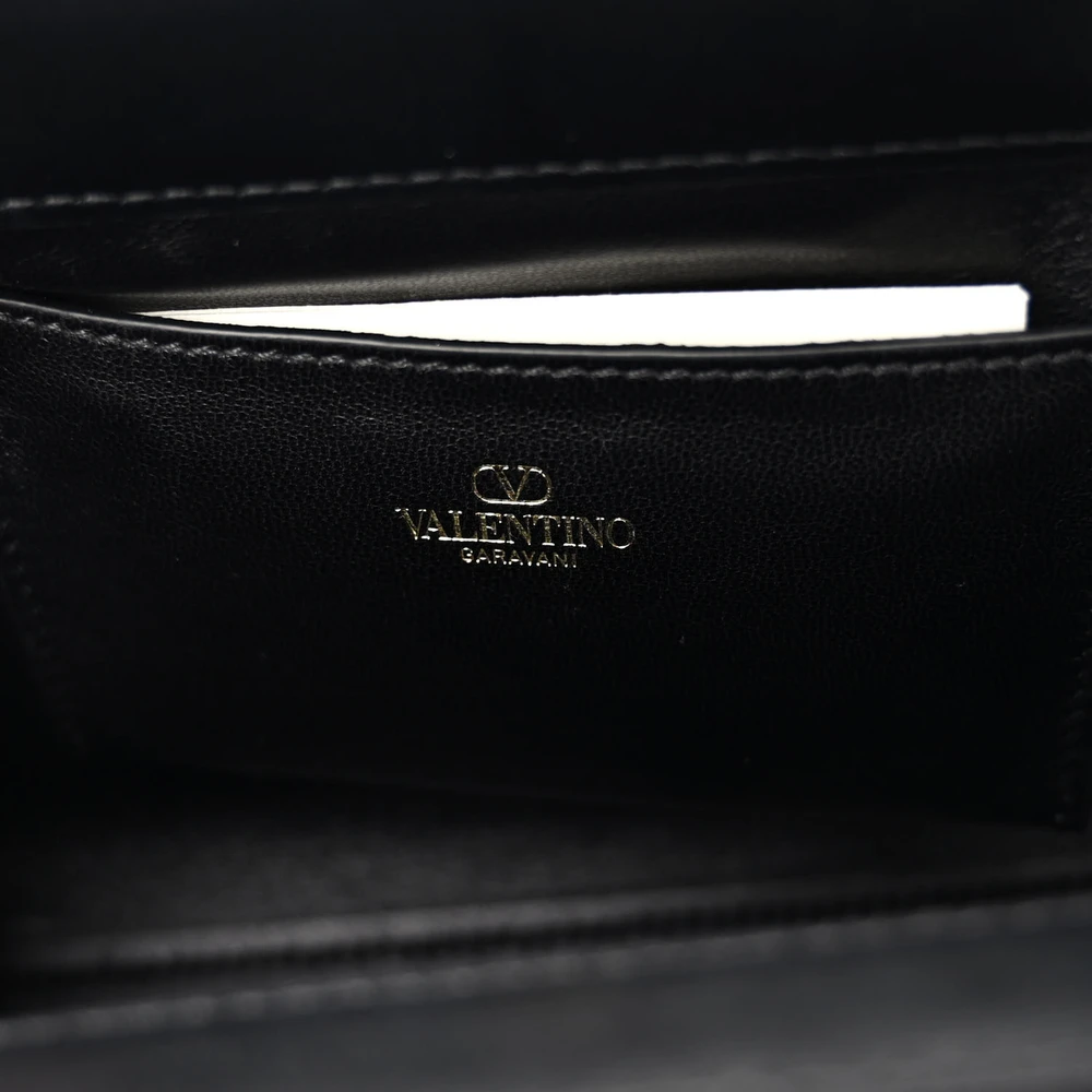 Lushentic Mini Vlogo Signature Crossbody Tote - Black Calfskin Leather - Image 2