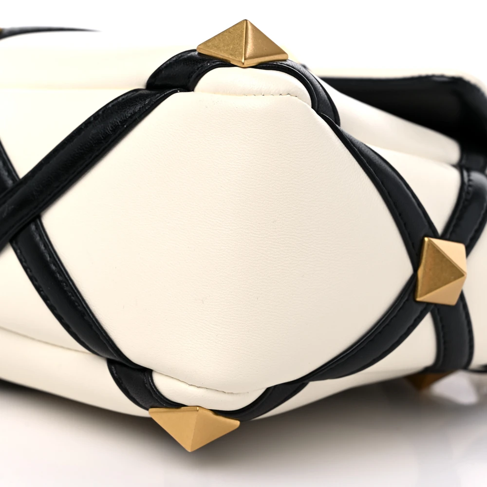 Lushentic Handbags Large Roman Stud Shoulder Bag in Ivory & Black - Image 5