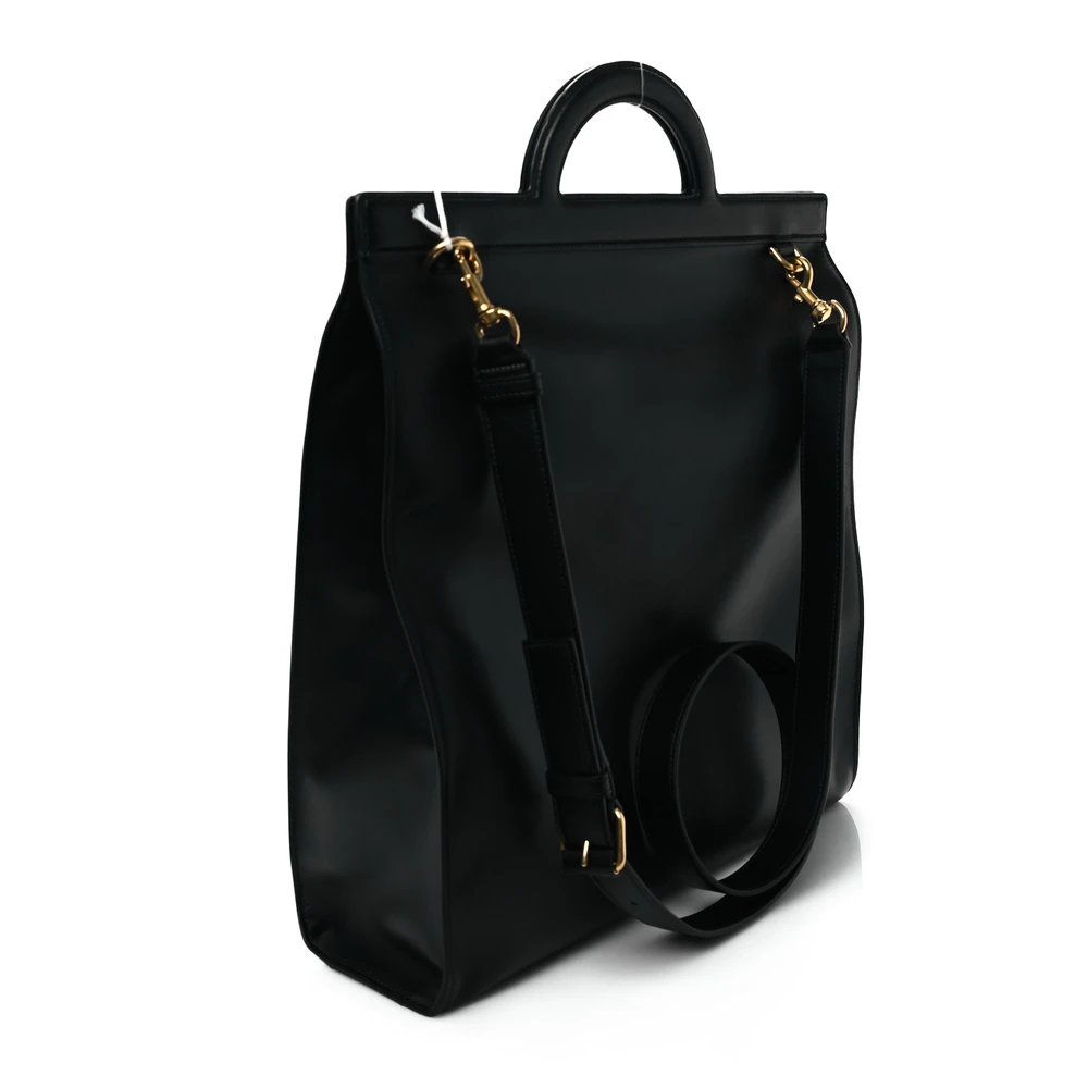 Lushentic Grade Replica Bags Medium Logo Crossbody Tote Black Calfskin - Image 3