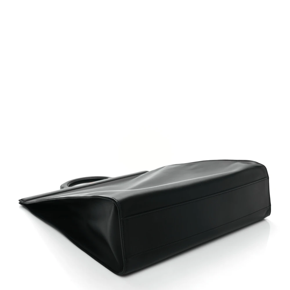 Lushentic Grade Replica Bags Medium Logo Crossbody Tote Black Calfskin - Image 6