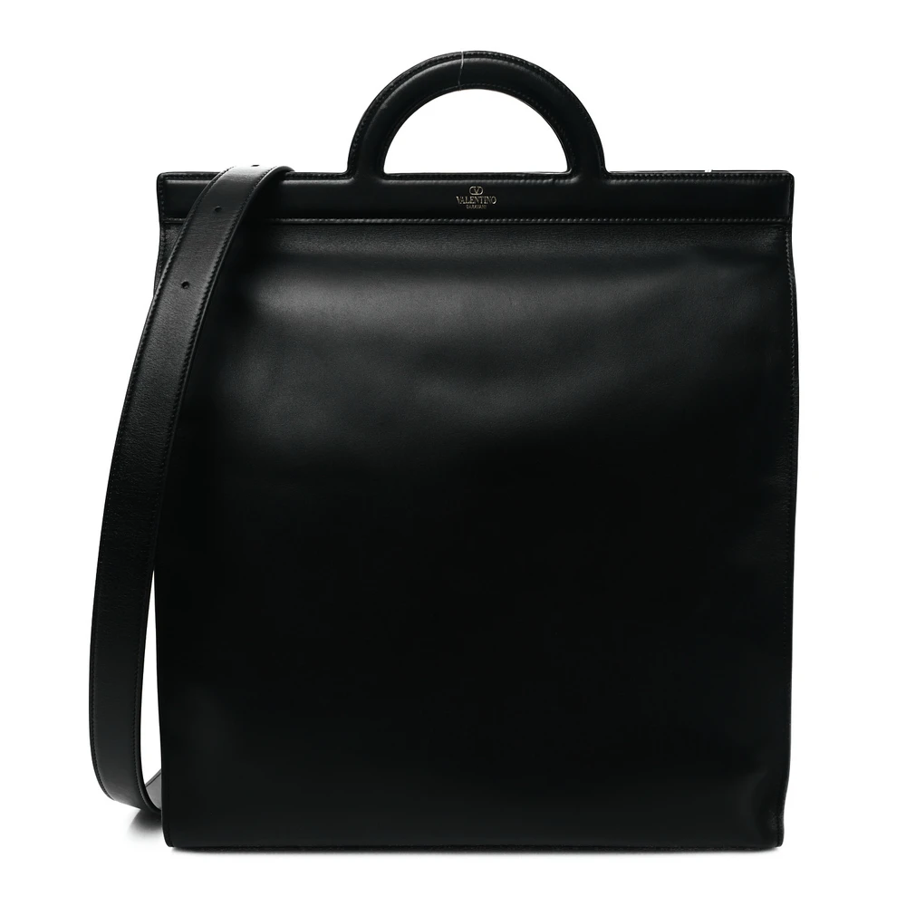 Lushentic Grade Replica Bags Medium Logo Crossbody Tote Black Calfskin