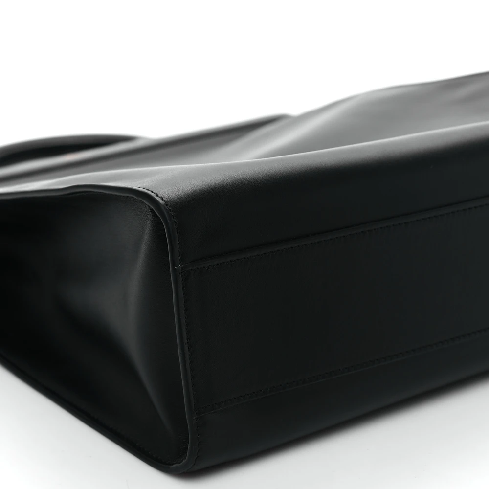 Lushentic Grade Replica Bags Medium Logo Crossbody Tote Black Calfskin - Image 4