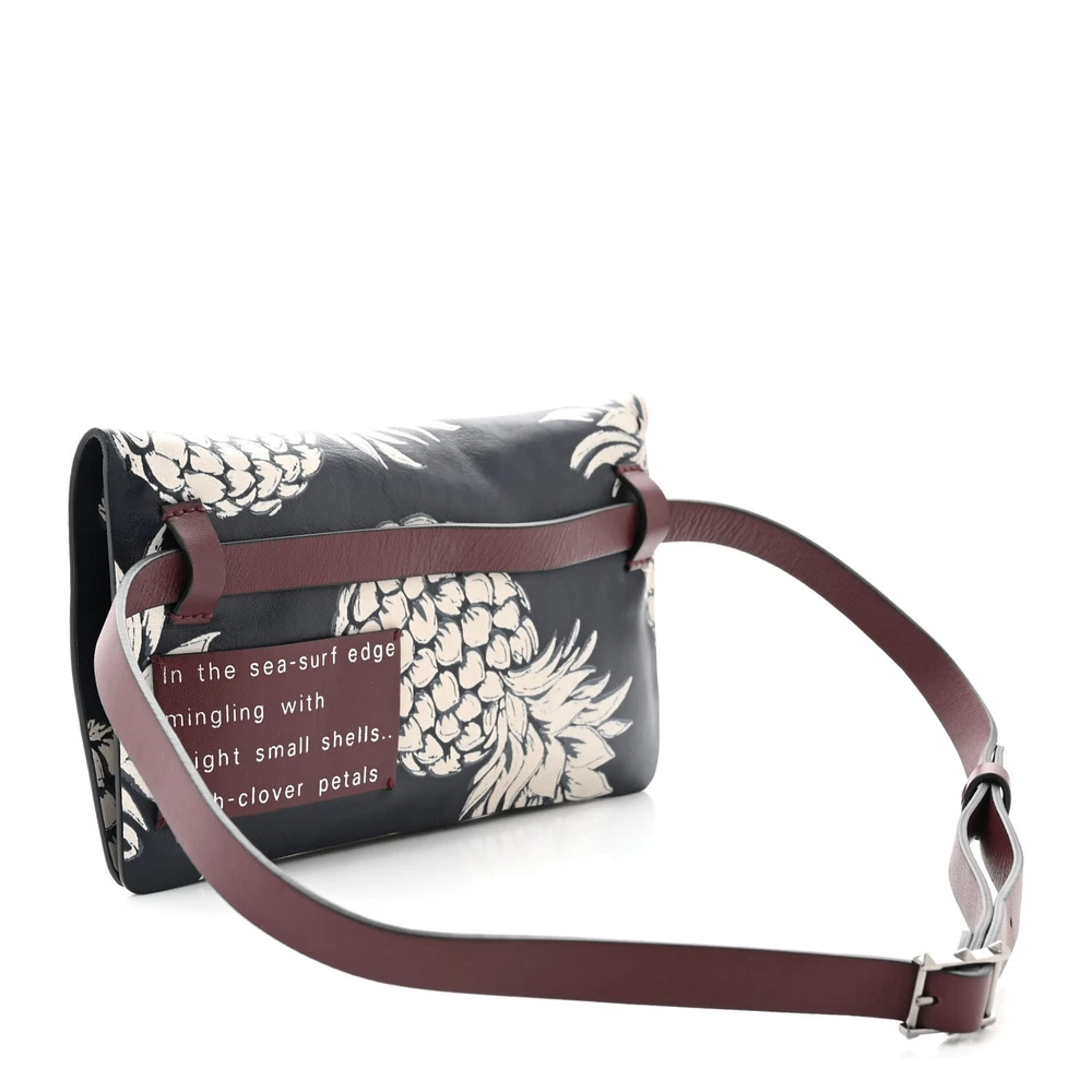 Lushentic Quality Handbags: Medium Pineapple Print Clutch Navy Vitello Leather Silver Hardware - Image 3