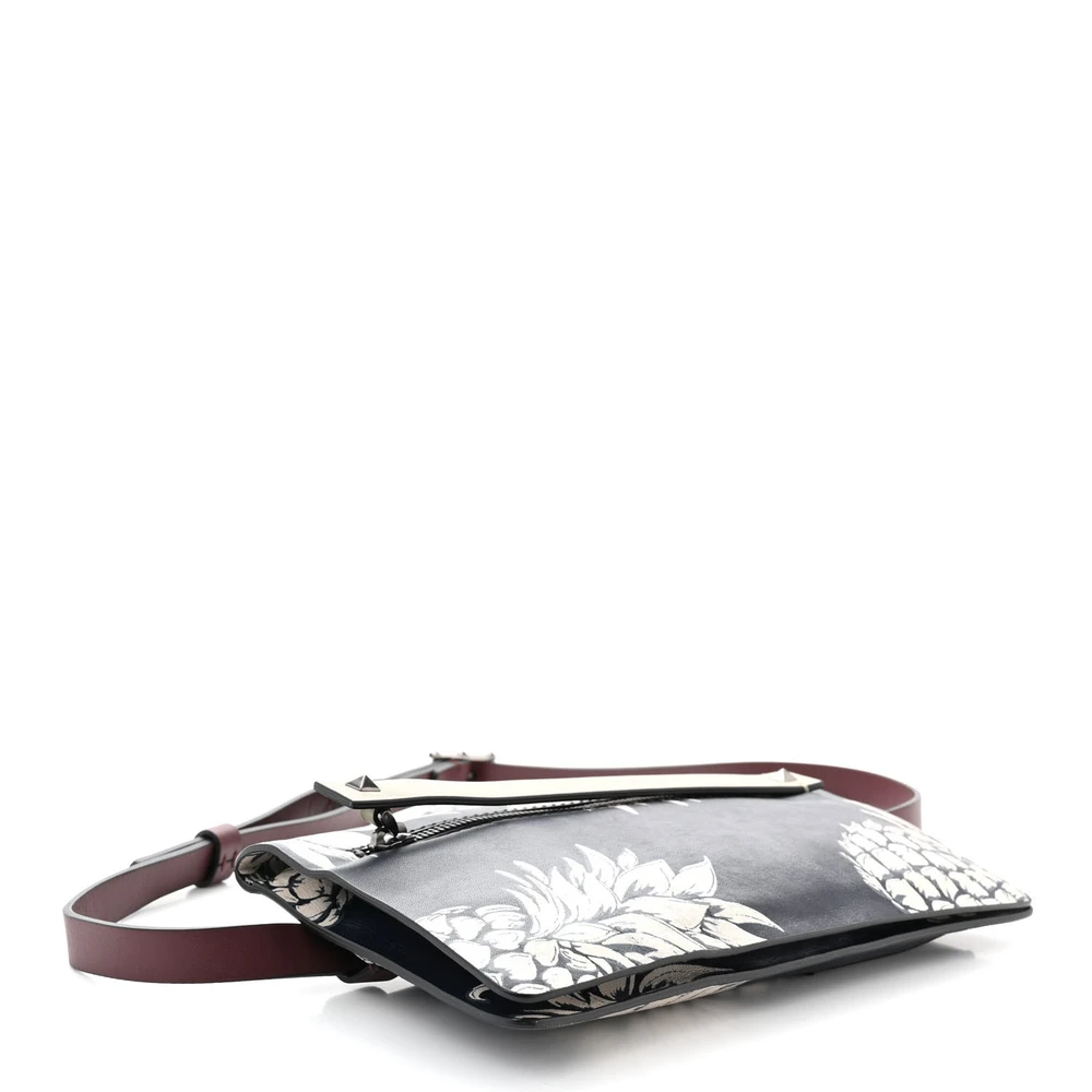 Lushentic Quality Handbags: Medium Pineapple Print Clutch Navy Vitello Leather Silver Hardware - Image 6