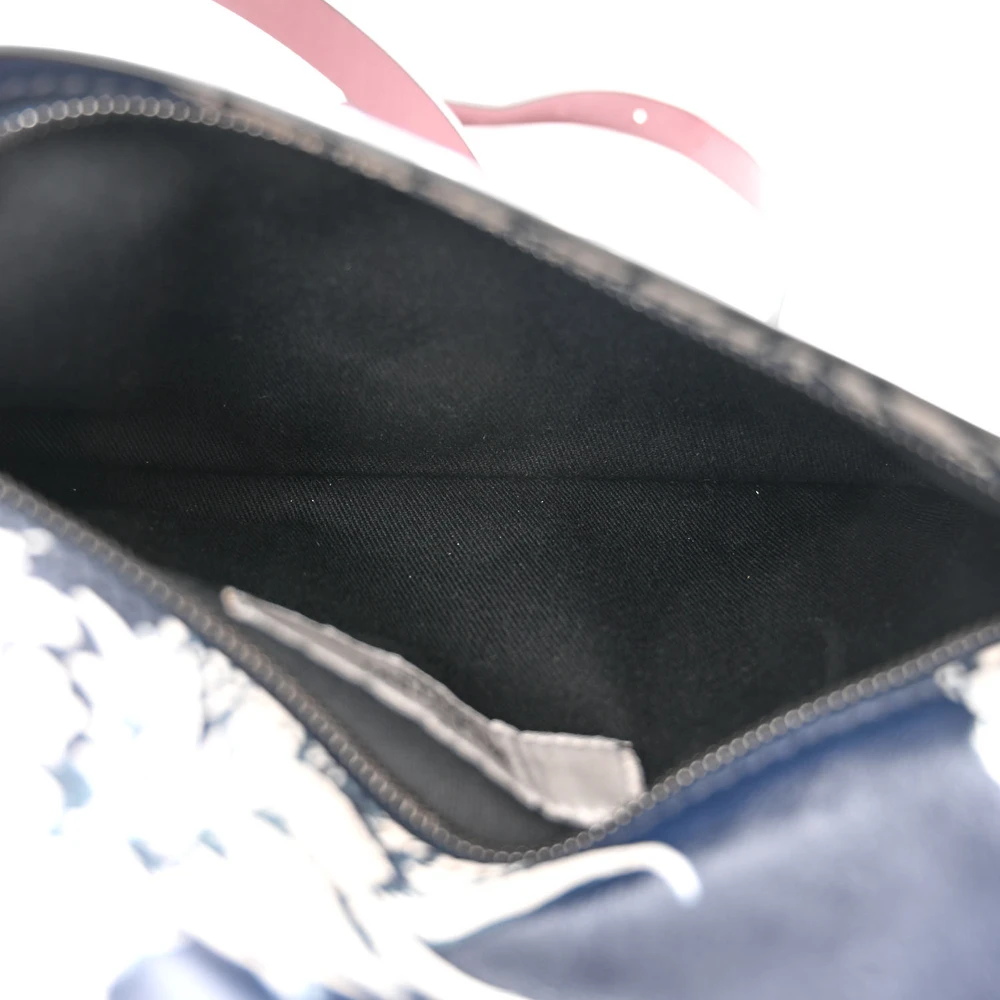 Lushentic Quality Handbags: Medium Pineapple Print Clutch Navy Vitello Leather Silver Hardware - Image 7