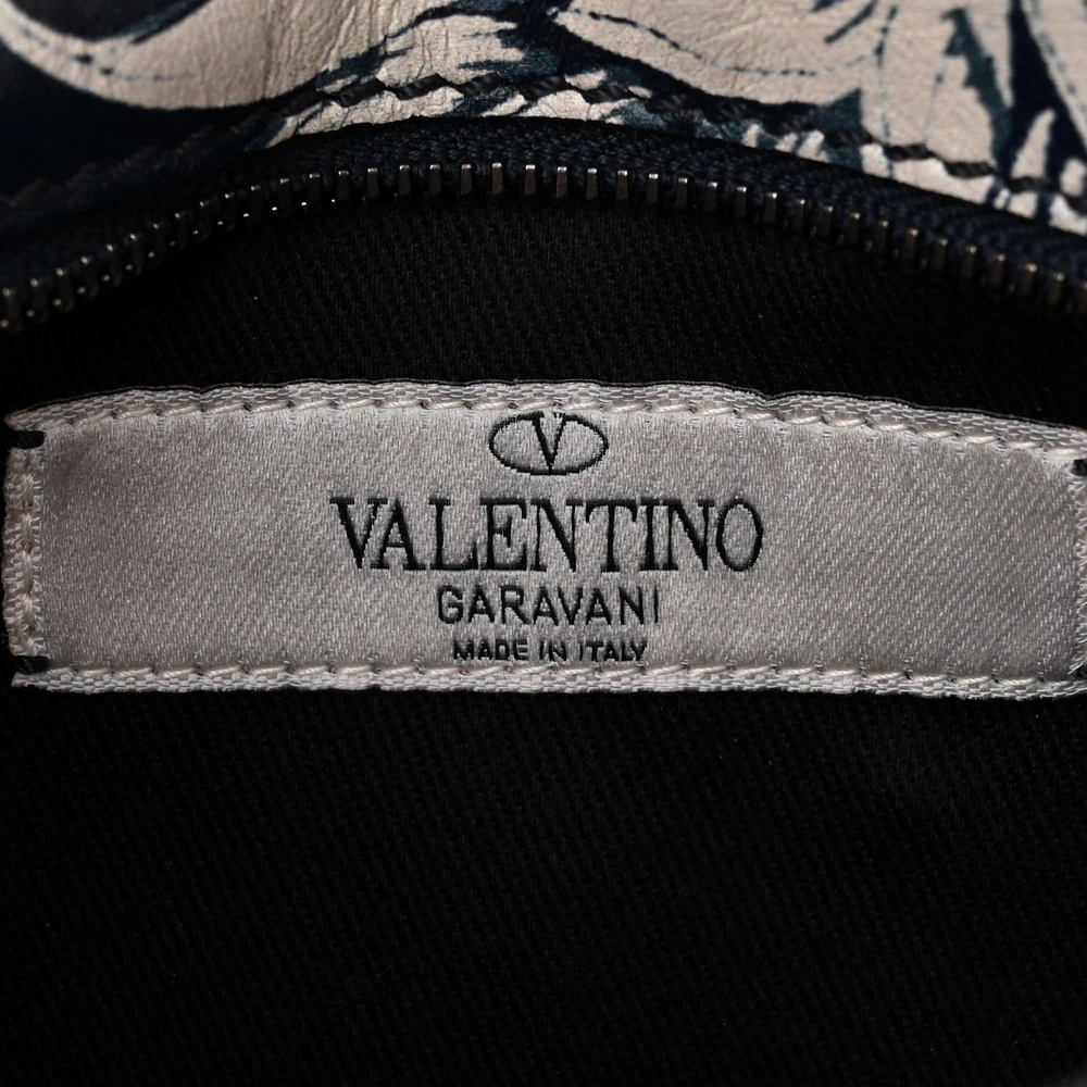 Lushentic Quality Handbags: Medium Pineapple Print Clutch Navy Vitello Leather Silver Hardware - Image 2