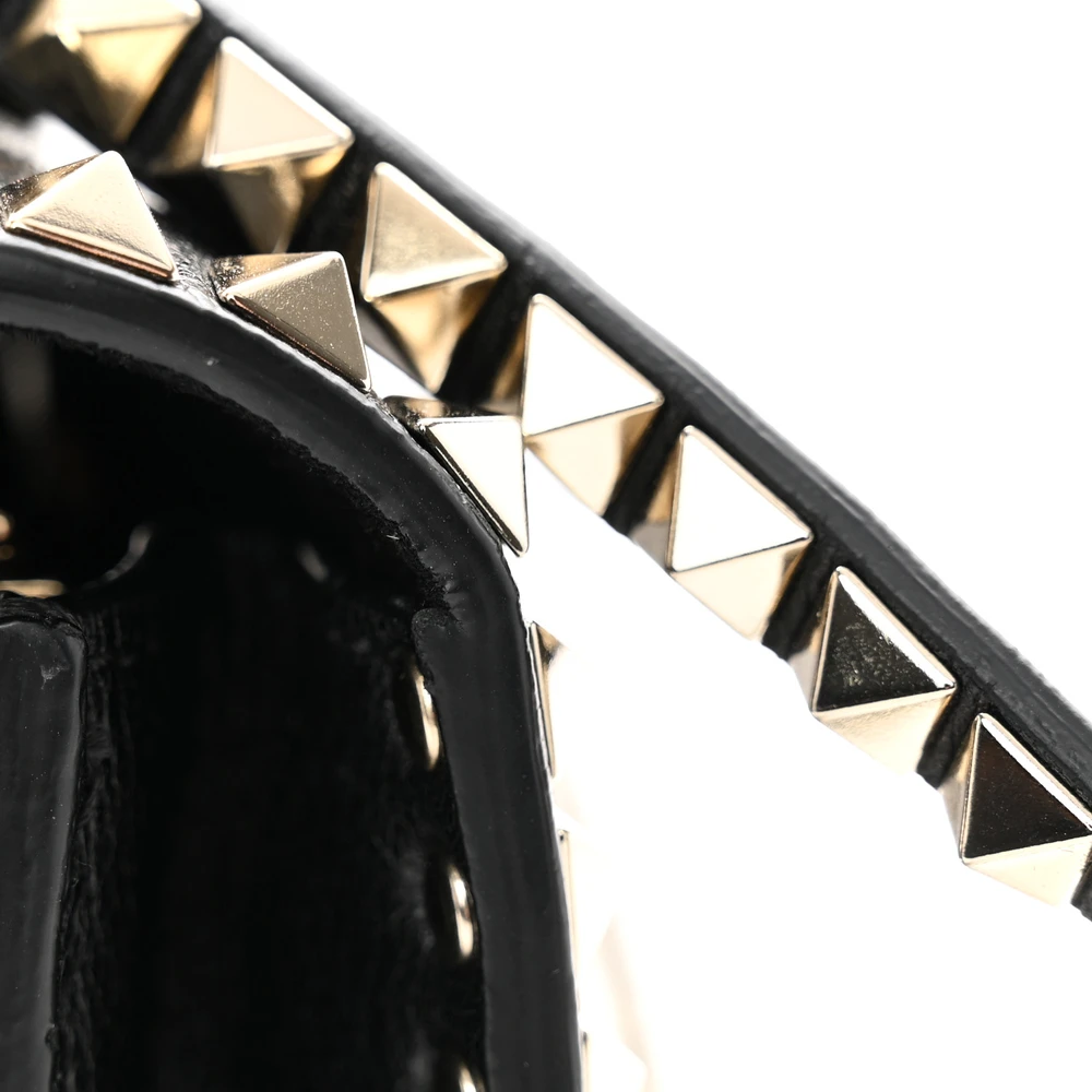 Lushentic Designer Medium Rockstud Shoulder Bag - Black Vitello Leather - Image 9