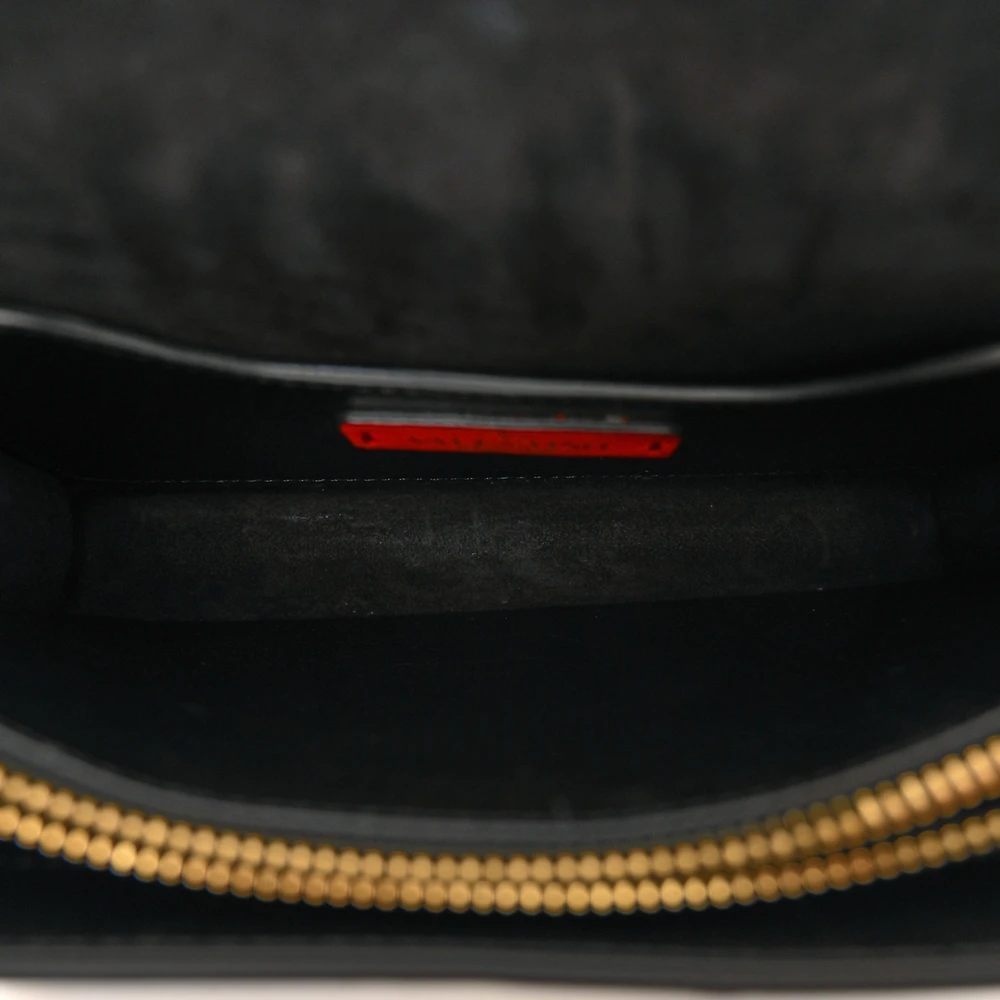 Lushentic Designer Medium Rockstud Shoulder Bag - Black Vitello Leather - Image 7