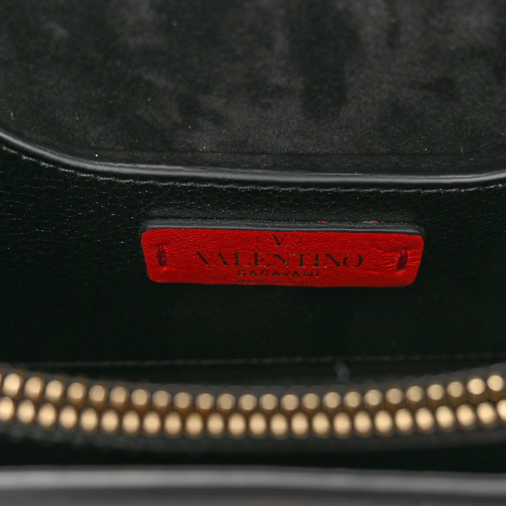 Lushentic Designer Medium Rockstud Shoulder Bag - Black Vitello Leather - Image 2