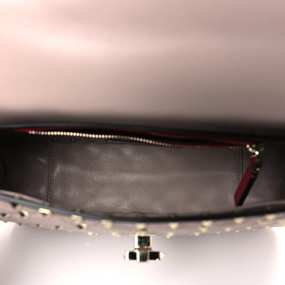 Lushentic Designer Bags: Medium Rockstud Spike Shoulder Bag in Poudre Lambskin - Image 7