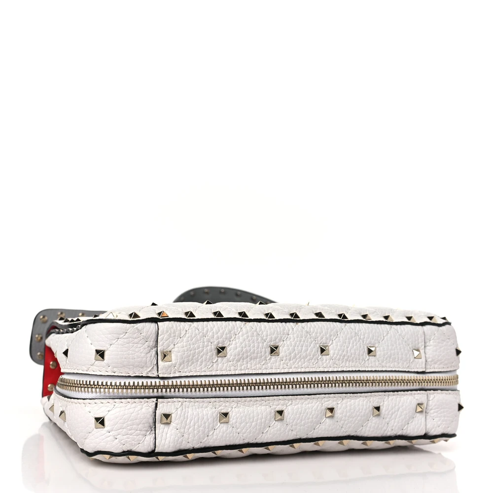 Lushentic Grade Replica Medium Rockstud Spike Shoulder Bag White Grey - Image 6